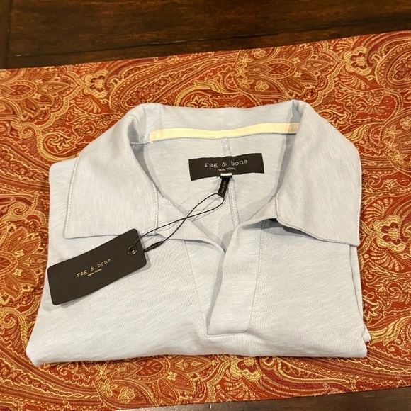 rag & bone Other - Rag & Bone Men's Large Blue Fog Johnny Slub Polo MSRP $148